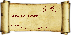 Sikolya Ivonn névjegykártya